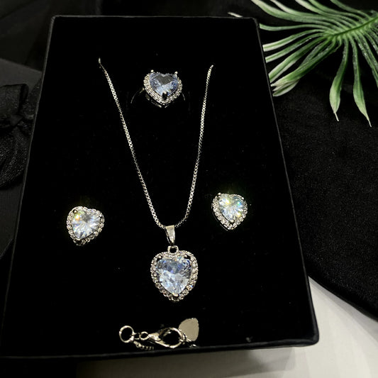 Diamond Heart 4 piece Pendant set (with box)