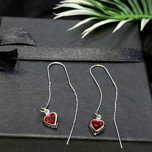 Korean Dangle Heart Earrings