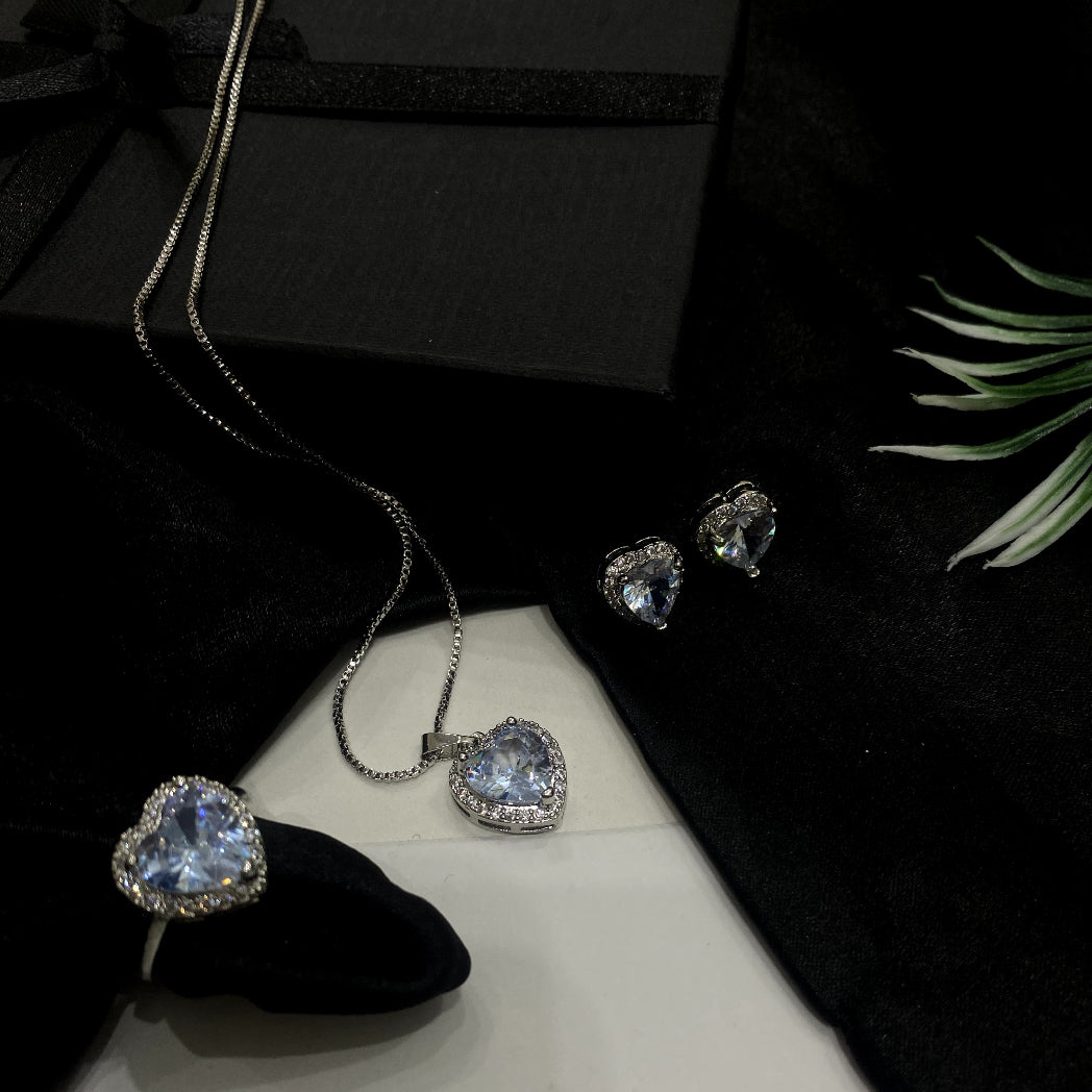 Diamond Heart 4 piece Pendant set (with box)