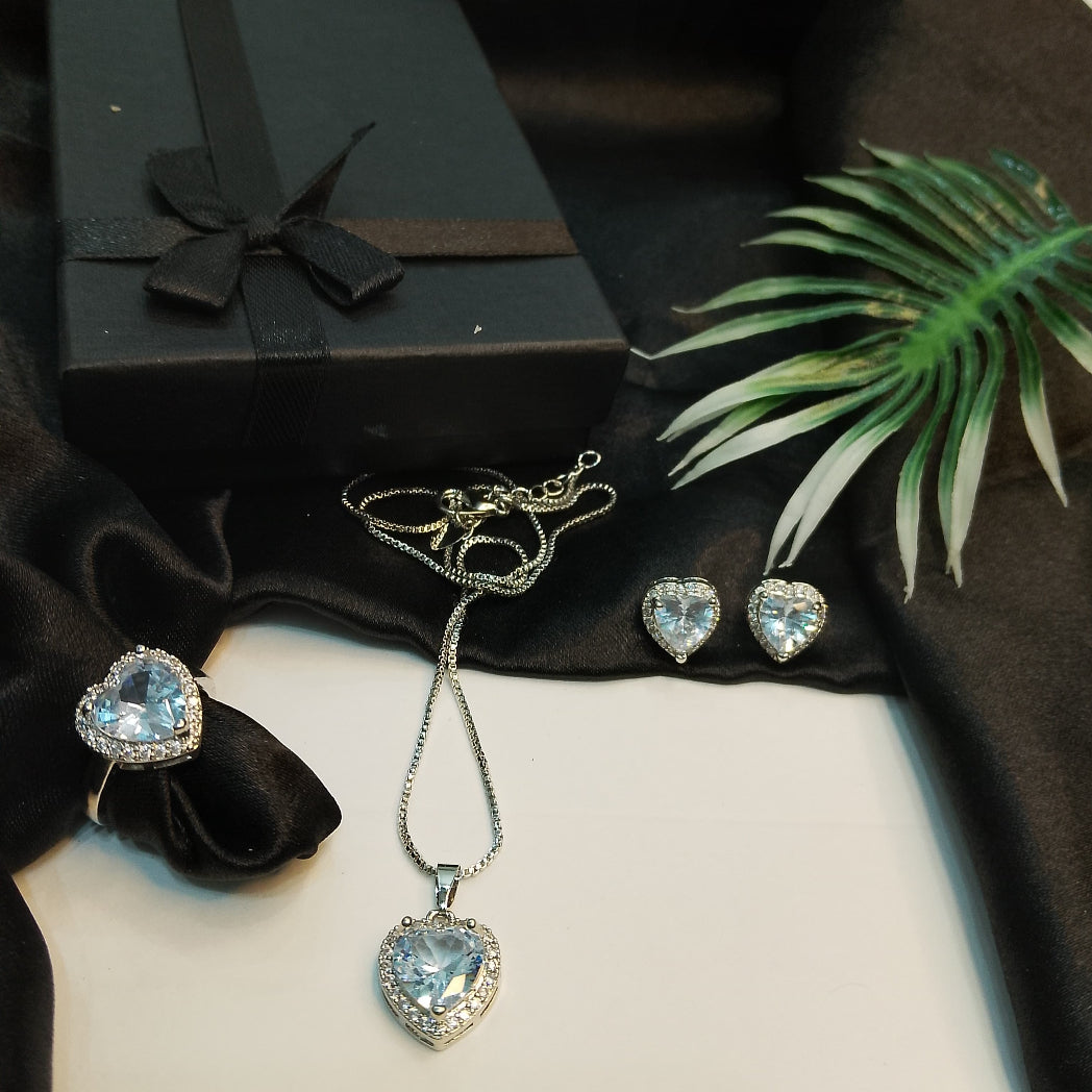 Diamond Heart 4 piece Pendant set (with box)